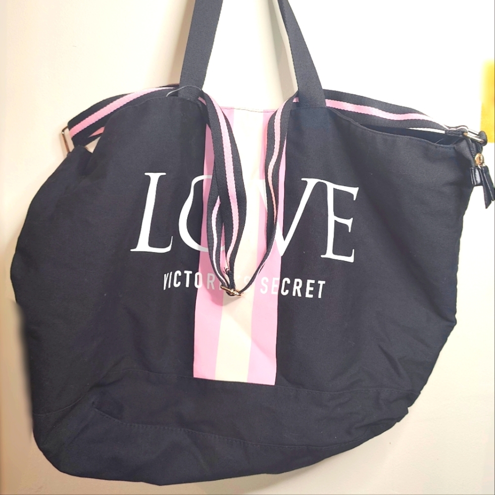 Victoria Secret Love black and pink Weekender bag Large tote bag travel